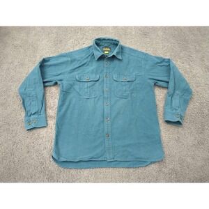 Cabela's Button Up Shirt Mens Large Blue Long Sleeve 100% Cotton‎ Preppy